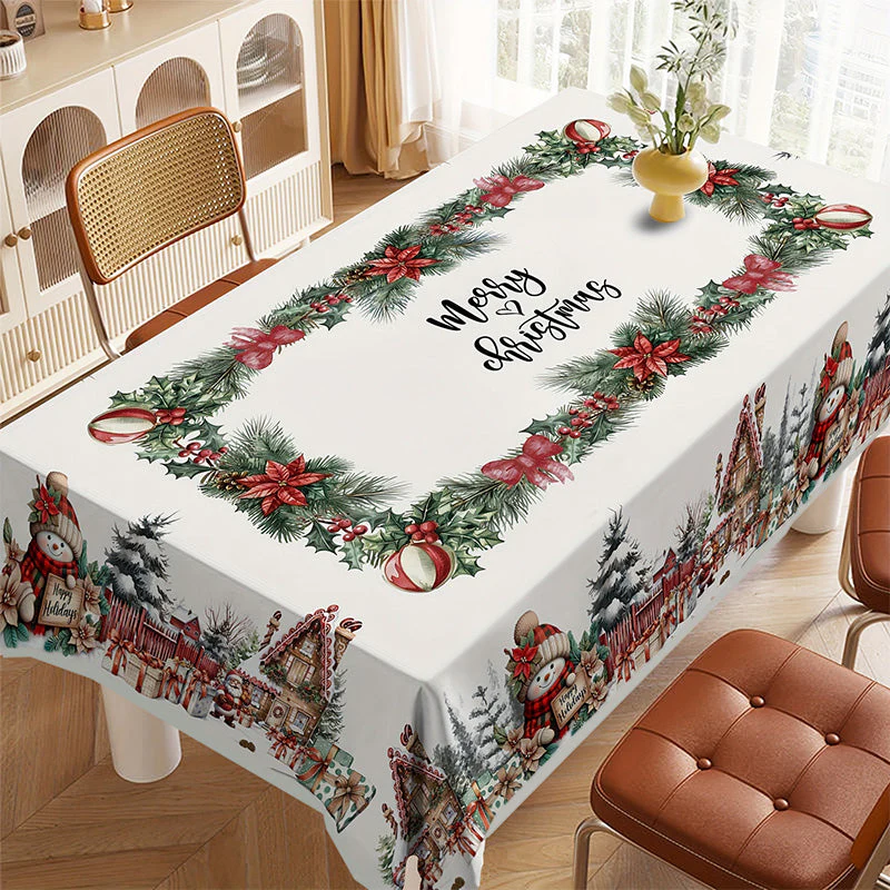 🎄🍽️ Kerstmisvakantie Bedrukt Tafelkleed – Feestelijk Thema, Vochtbestendig Polyester & Veelvoudige Maten(Perfect voor Kerstfeest Decoratie!) - Image 9