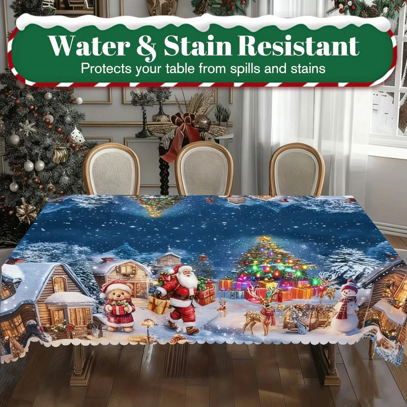 🎄🍽️ Stijlvol Kersttafelkleed met Print – Feestelijke Motieven (Sneeuwpop/Rendier), Duurzaam Polyester & Vlekvast(Meerdere Maten, Perfect voor Kerstdiners!)