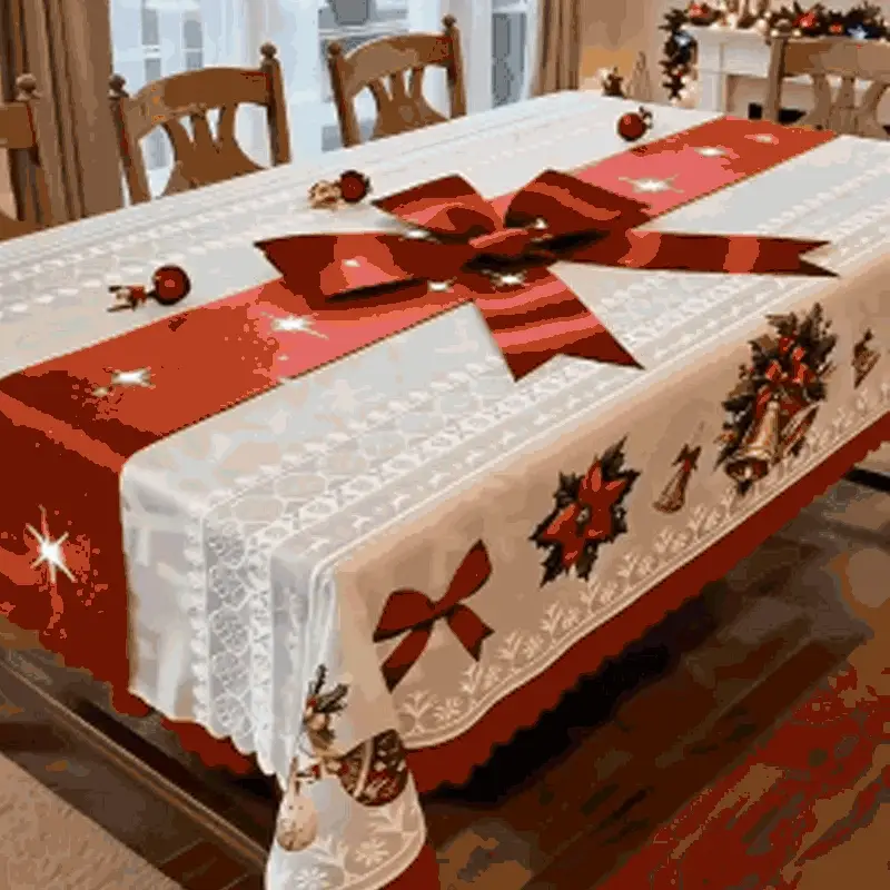 🎄🍽️ Stijlvol Kersttafelkleed met Print – Feestelijke Motieven (Sneeuwpop/Rendier), Duurzaam Polyester & Vlekvast(Meerdere Maten, Perfect voor Kerstdiners!) - Image 4