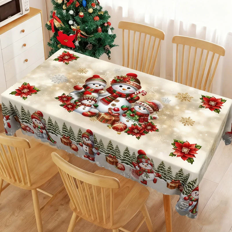 🎄🍽️ Stijlvol Kersttafelkleed met Print – Feestelijke Motieven (Sneeuwpop/Rendier), Duurzaam Polyester & Vlekvast(Meerdere Maten, Perfect voor Kerstdiners!) - Image 7