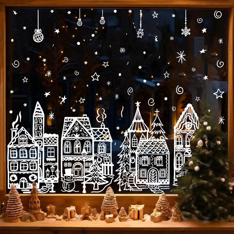 🖤Black Friday topper!✨ Kerstdorp Raamstickers Set – 78 Stuks Feestelijke Motieven, Statische Hechting & Dubbelzijdig Zichtbaar (Perfect voor Kerstdecoratie & Herbruikbaar!) - Image 5