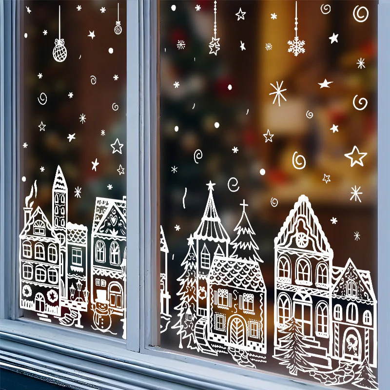🖤Black Friday topper!✨ Kerstdorp Raamstickers Set – 78 Stuks Feestelijke Motieven, Statische Hechting & Dubbelzijdig Zichtbaar (Perfect voor Kerstdecoratie & Herbruikbaar!) - Image 6