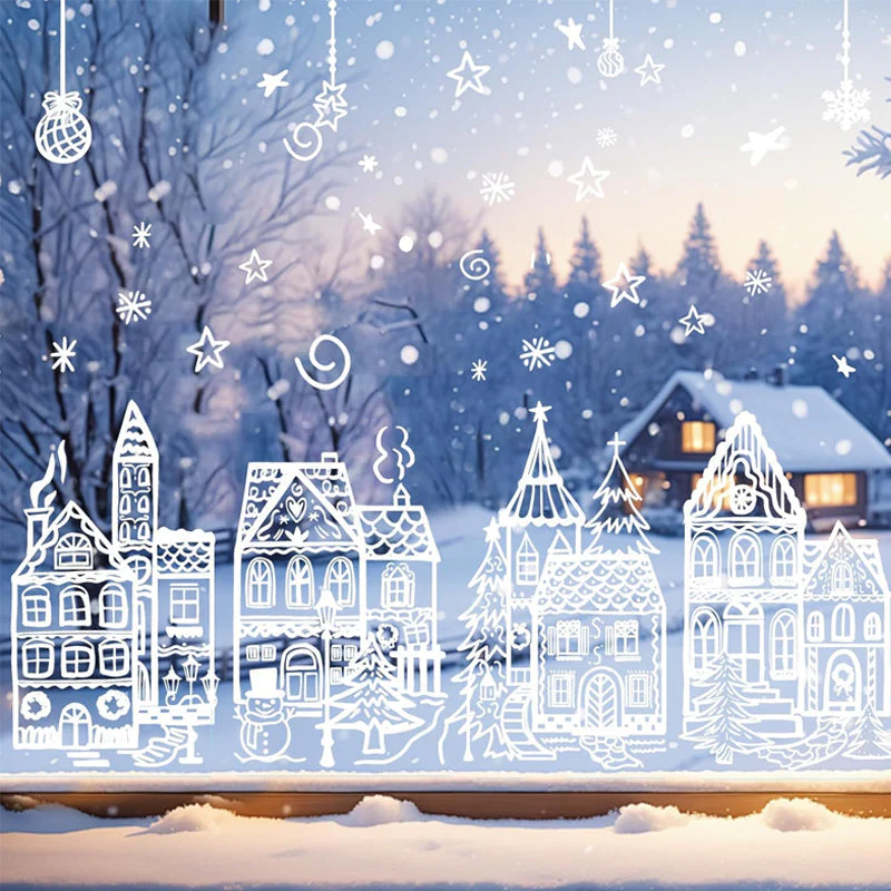 🖤Black Friday topper!✨ Kerstdorp Raamstickers Set – 78 Stuks Feestelijke Motieven, Statische Hechting & Dubbelzijdig Zichtbaar (Perfect voor Kerstdecoratie & Herbruikbaar!) - Image 9