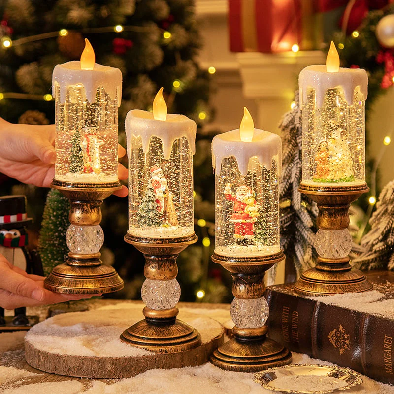 ✨ Magisch Kerst LED Kaars – Sneeuw Effect, Retro Decoratie & Veilige Vlam (Kerstsfeer in Elke Kamer!)