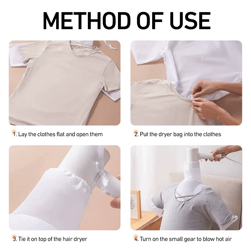 🎄Kerstdeal ALTIJD 50% KORTING!🌬️ Draagbare Kleding Droogzak voor Haardroger: 6 Minuten Sneldrogend + Compact (Voor Alle Kledingsoorten!) - Image 9