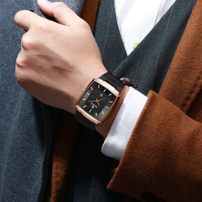 🎄Kerstdeal ALTIJD 50% KORTING!✨Ultradunne Vierkante Quartzhorloge (Meshband) – 9mm Dun, 3ATM Waterbestendig & Modieus Design (Perfect als Cadeau!) - Image 13