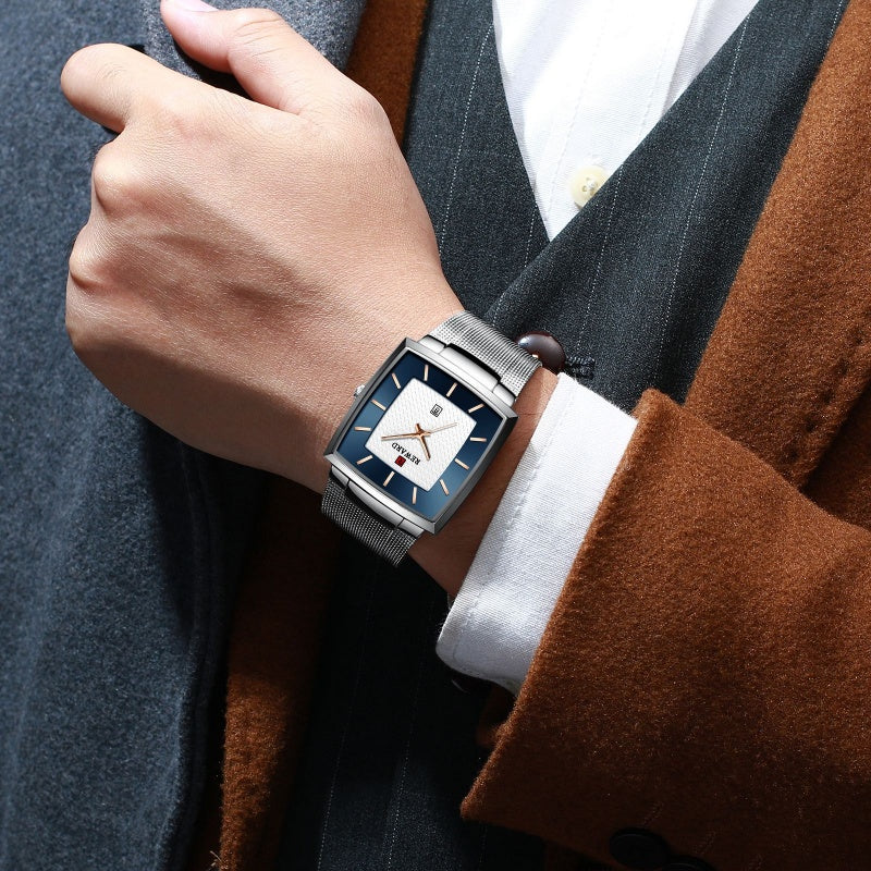 🎄Kerstdeal ALTIJD 50% KORTING!✨Ultradunne Vierkante Quartzhorloge (Meshband) – 9mm Dun, 3ATM Waterbestendig & Modieus Design (Perfect als Cadeau!) - Image 14