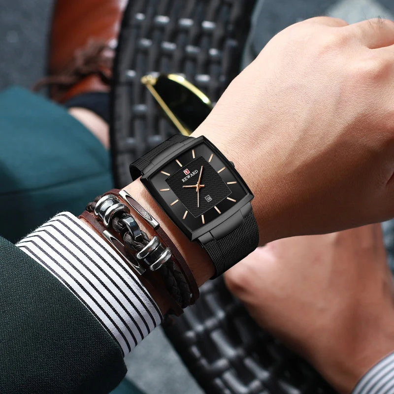 🎄Kerstdeal ALTIJD 50% KORTING!✨Ultradunne Vierkante Quartzhorloge (Meshband) – 9mm Dun, 3ATM Waterbestendig & Modieus Design (Perfect als Cadeau!) - Image 15