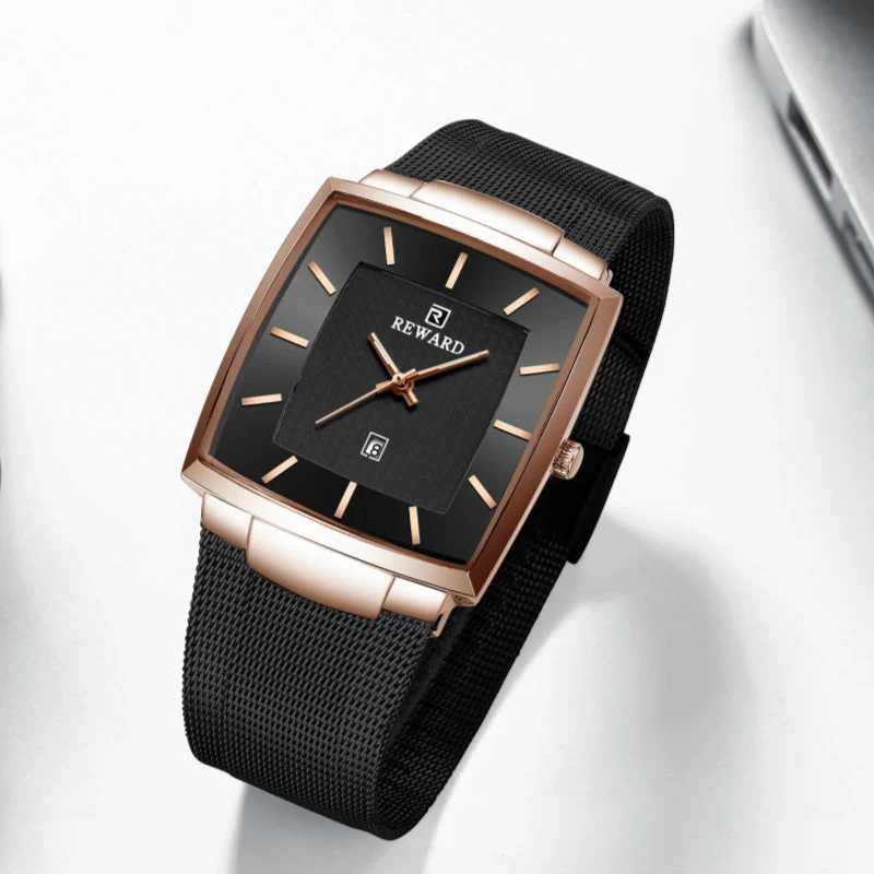 🎄Kerstdeal ALTIJD 50% KORTING!✨Ultradunne Vierkante Quartzhorloge (Meshband) – 9mm Dun, 3ATM Waterbestendig & Modieus Design (Perfect als Cadeau!) - Image 3
