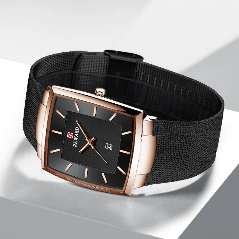 🎄Kerstdeal ALTIJD 50% KORTING!✨Ultradunne Vierkante Quartzhorloge (Meshband) – 9mm Dun, 3ATM Waterbestendig & Modieus Design (Perfect als Cadeau!) - Image 4