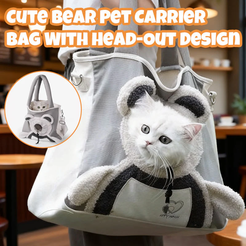 🐻🐾 Schattige Beer-Huisdier Draagtas – Head-Out Design, Comfortabele Canvas & Veilig Voor Katten/Honden Tot 4kg(Perfect voor Avonturen!)