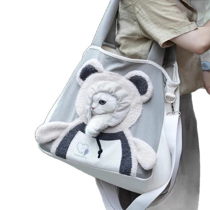 🐻🐾 Schattige Beer-Huisdier Draagtas – Head-Out Design, Comfortabele Canvas & Veilig Voor Katten/Honden Tot 4kg(Perfect voor Avonturen!) - Image 2