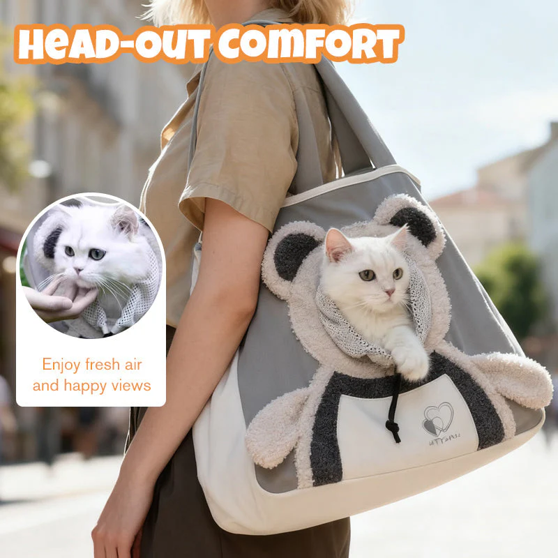 🐻🐾 Schattige Beer-Huisdier Draagtas – Head-Out Design, Comfortabele Canvas & Veilig Voor Katten/Honden Tot 4kg(Perfect voor Avonturen!) - Image 3