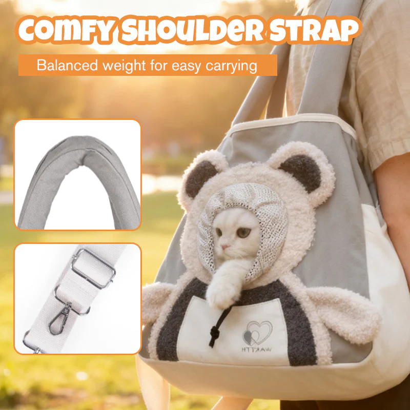 🐻🐾 Schattige Beer-Huisdier Draagtas – Head-Out Design, Comfortabele Canvas & Veilig Voor Katten/Honden Tot 4kg(Perfect voor Avonturen!) - Image 6