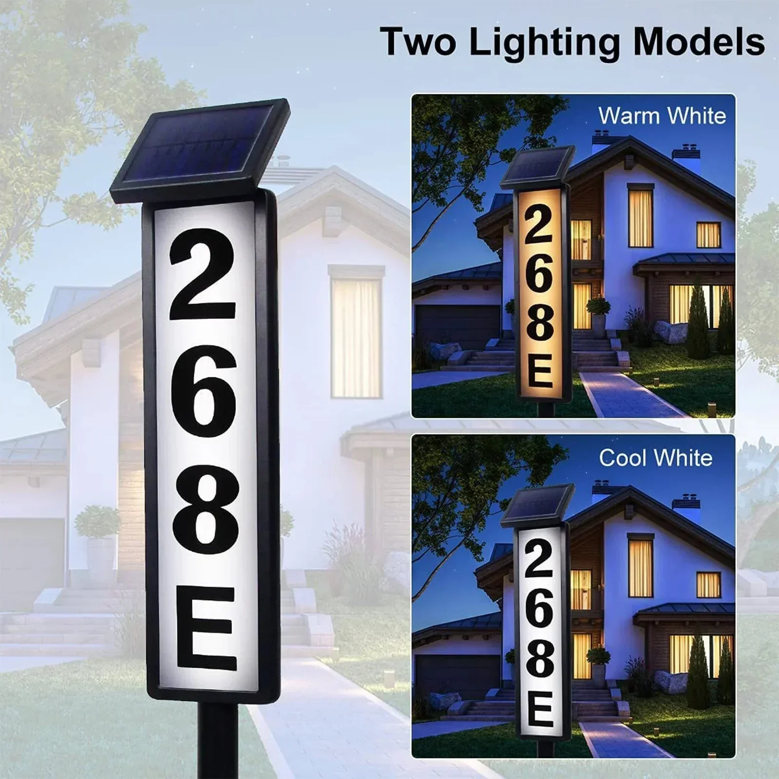 🌞Fris De Lente In Met 50% Korting!🏠 Zonne-energie adresbord met tweekleurige verlichting – Waterdicht, hoge zichtbaarheid & verstelbare nummerweergave - Image 3