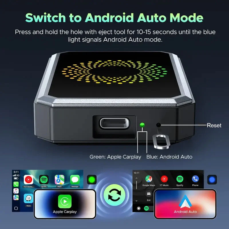 🎉Nieuwjaars Cadeau 50% KORTING!🚗3-in-1 Draadloze Auto Display Adapter: Wireless CarPlay + Android 13 + 4K Entertainment – Upgrade Je Auto-Infotainment In Seconden! - Image 2