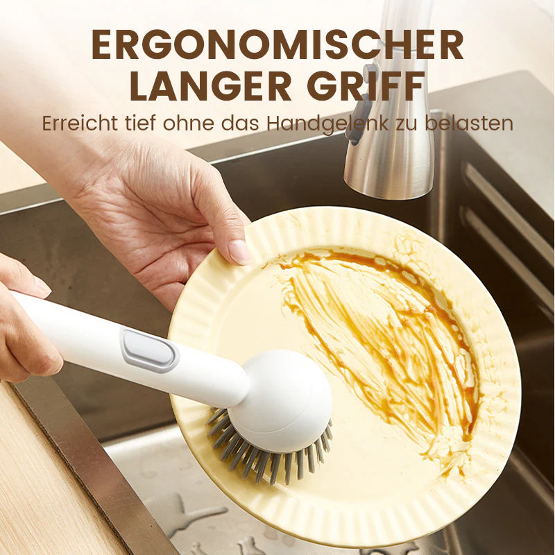 🎉Nieuwjaars Cadeau 50% KORTING!🧼Roterende Reinigingsborstel (Lange Steel + Vloeistofdispenser) – 360° Reiniging Zonder Krassen: Perfect Voor Schalen & Potten! - Image 4