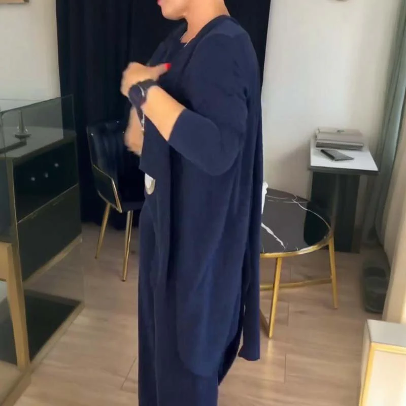 🔥 50% KORTING! Elegante 3-Delige Set: Lange Cardigan + Top + Broek – Tijdloze Stijl & Comfort! - Image 6