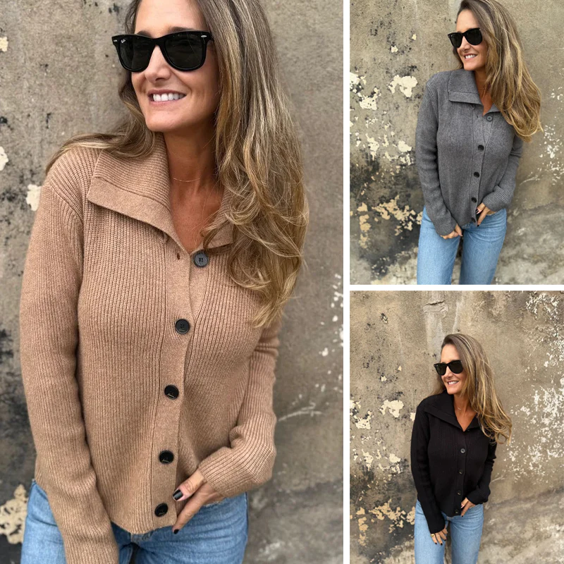 🎉Nieuwjaars Cadeau 50% KORTING!🧶Elegante Reverskraag Gebreide Top voor Dames: Klassiek & Veelzijdig – Perfect voor Kantoor & Weekend!