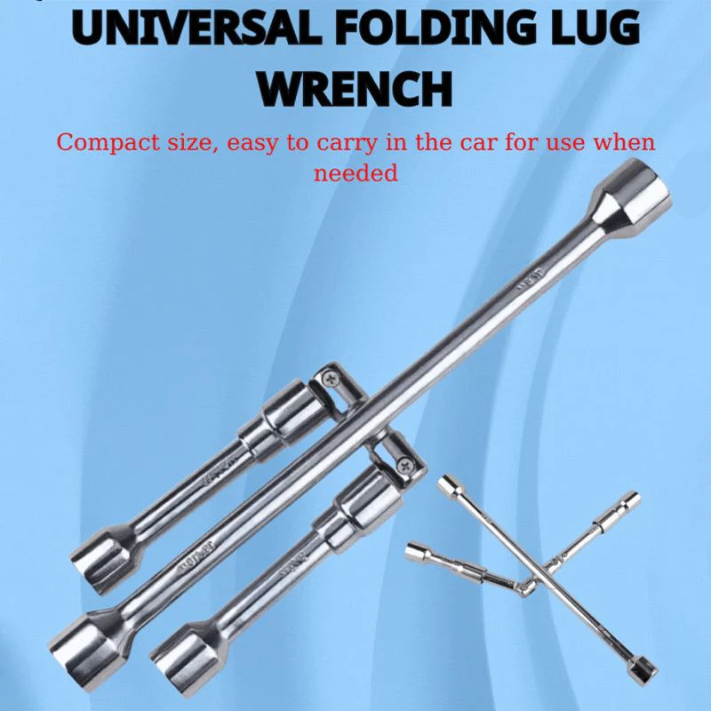 🚗 Kruisvormige Vouwbare Noodsleutel - Universeel, Sturdy & Perfect Voor Bandenverwisseling Anywhere!