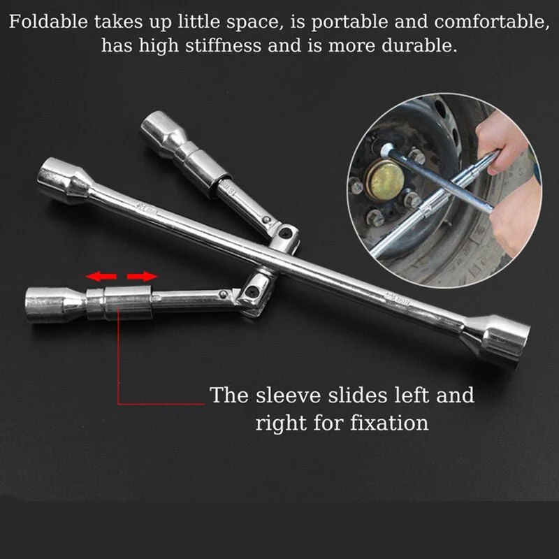 🚗 Kruisvormige Vouwbare Noodsleutel - Universeel, Sturdy & Perfect Voor Bandenverwisseling Anywhere! - Image 3