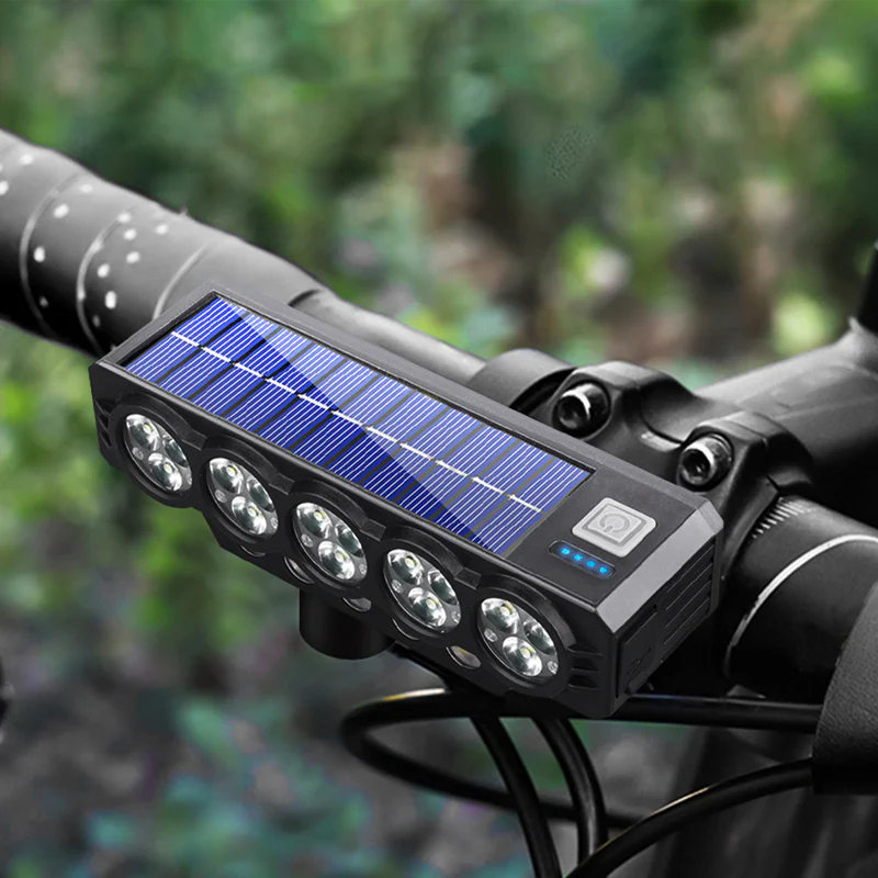 🎉Nieuwjaars Cadeau 50% KORTING!🔦Zonne-energie Fietslamp Met 120dB Claxon – Dual Opladen (Zon/Type-C) & Multi-Modi: Veilig Voor Stad/Outdoor Ritten! - Image 2