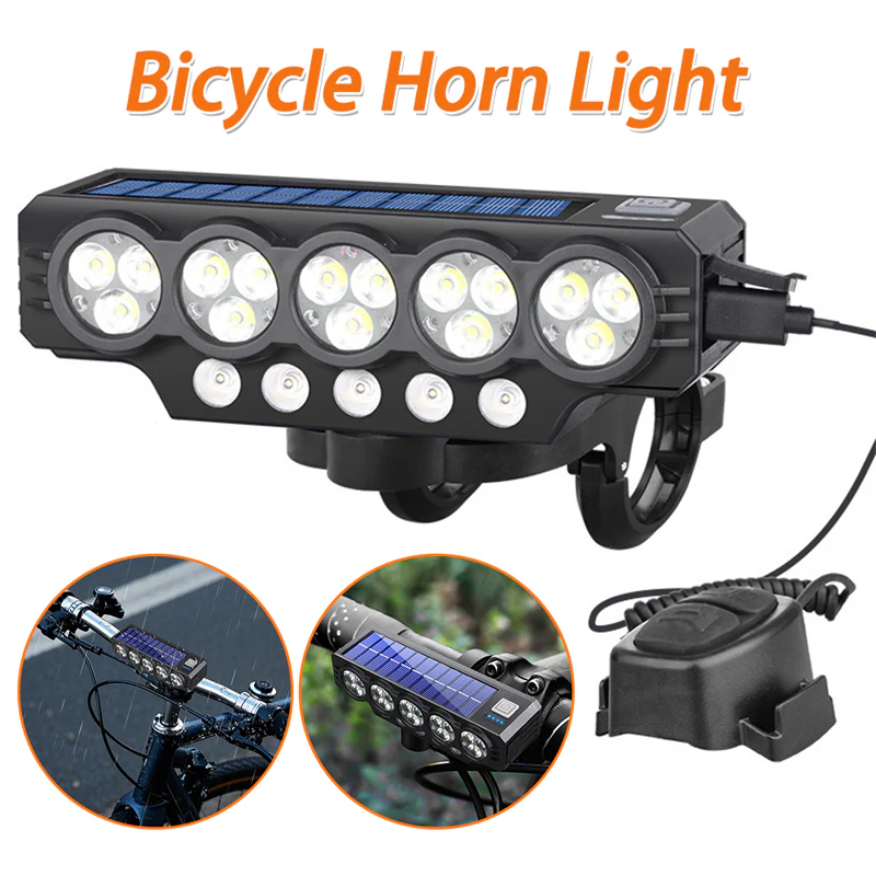🎉Nieuwjaars Cadeau 50% KORTING!🔦Zonne-energie Fietslamp Met 120dB Claxon – Dual Opladen (Zon/Type-C) & Multi-Modi: Veilig Voor Stad/Outdoor Ritten! - Image 4