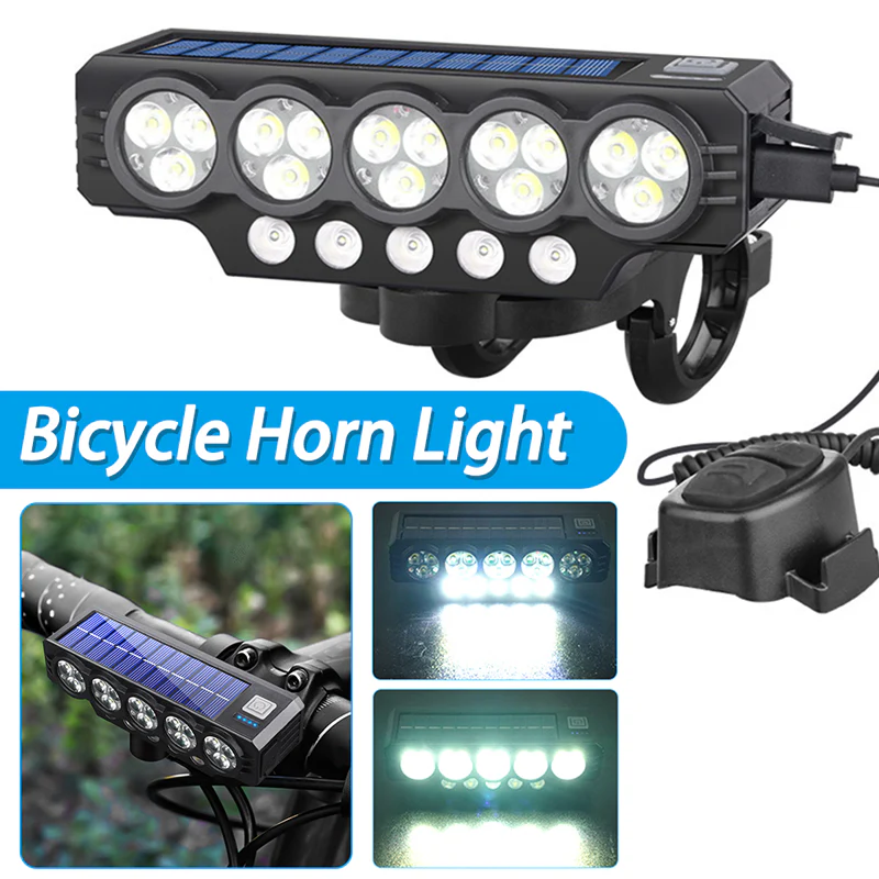 🎉Nieuwjaars Cadeau 50% KORTING!🔦Zonne-energie Fietslamp Met 120dB Claxon – Dual Opladen (Zon/Type-C) & Multi-Modi: Veilig Voor Stad/Outdoor Ritten! - Image 6