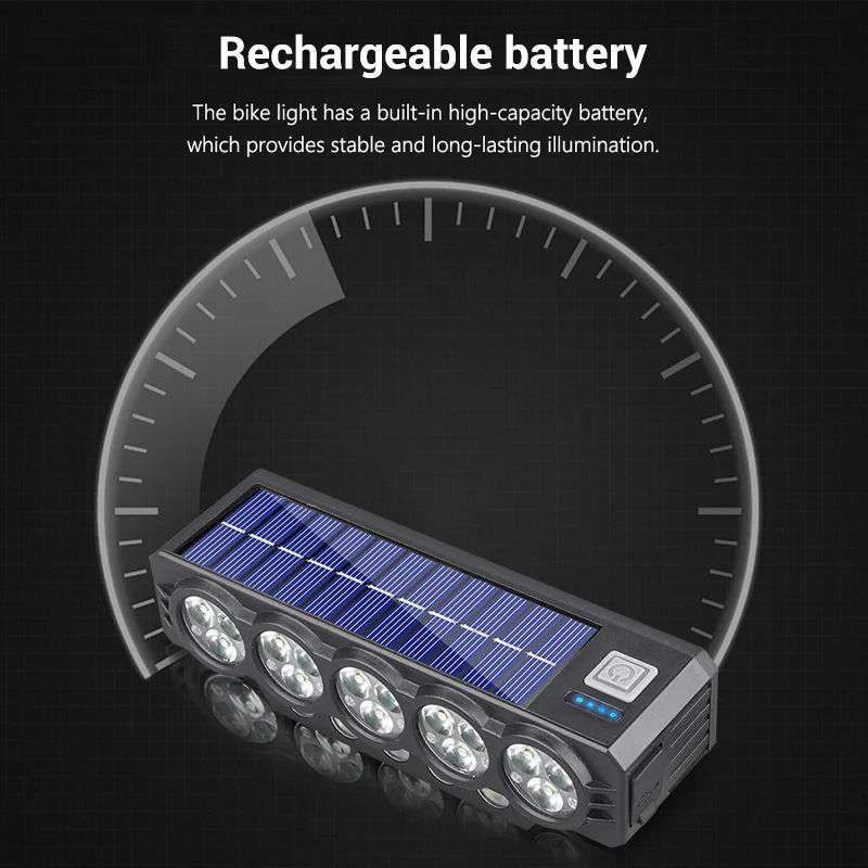 🎉Nieuwjaars Cadeau 50% KORTING!🔦Zonne-energie Fietslamp Met 120dB Claxon – Dual Opladen (Zon/Type-C) & Multi-Modi: Veilig Voor Stad/Outdoor Ritten! - Image 7