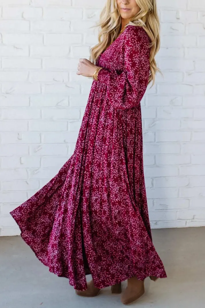 🎅Christmas Special Deal 49%OFF-💃Women’s Floral Rayon Smocked-Waist Lined Maxi Dress - Image 2