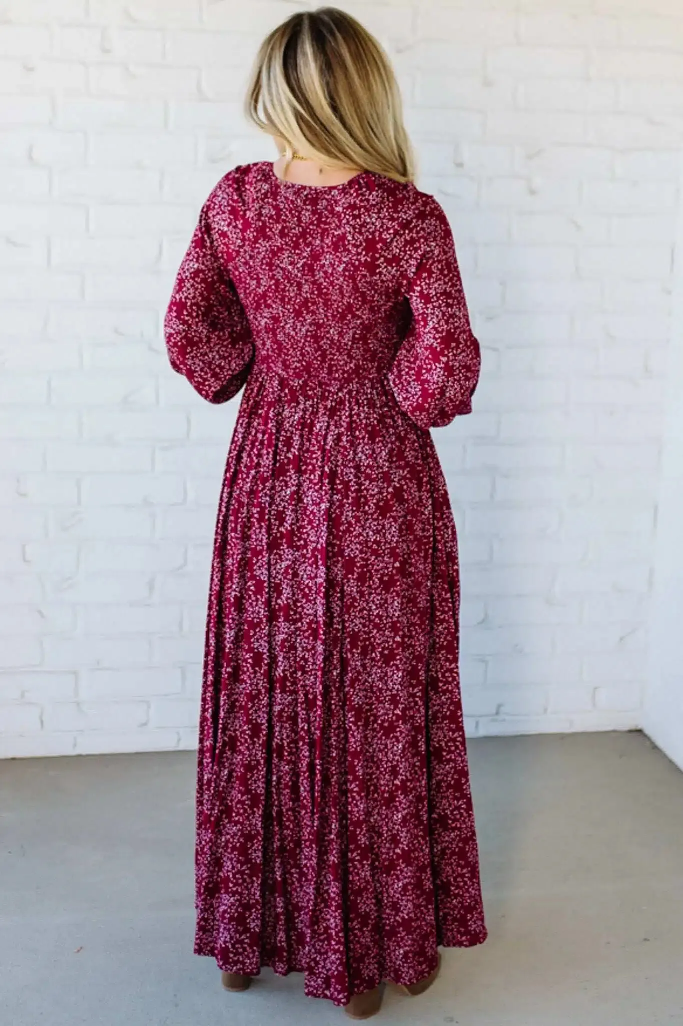 🎅Christmas Special Deal 49%OFF-💃Women’s Floral Rayon Smocked-Waist Lined Maxi Dress - Image 4