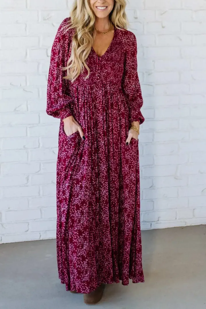 🎅Christmas Special Deal 49%OFF-💃Women’s Floral Rayon Smocked-Waist Lined Maxi Dress - Image 6