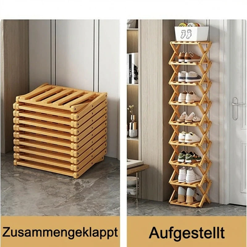 🌞Fris De Lente In Met 50% Korting!👟Duurzaam Opvouwbaar Bamboe Schoenenrek – Meerdere Lagen & Ruimtebesparend! - Image 3