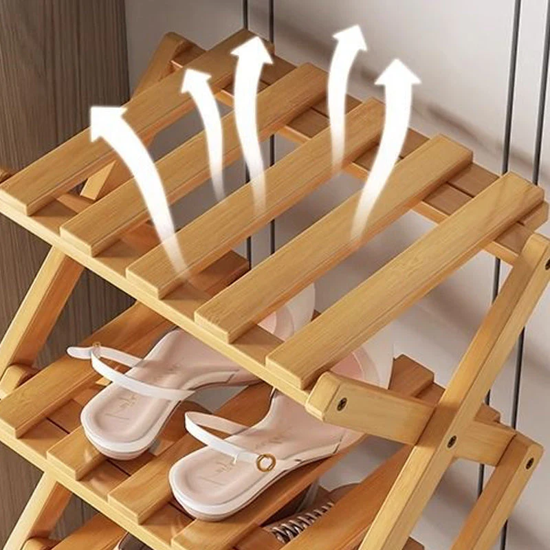 🌞Fris De Lente In Met 50% Korting!👟Duurzaam Opvouwbaar Bamboe Schoenenrek – Meerdere Lagen & Ruimtebesparend! - Image 4