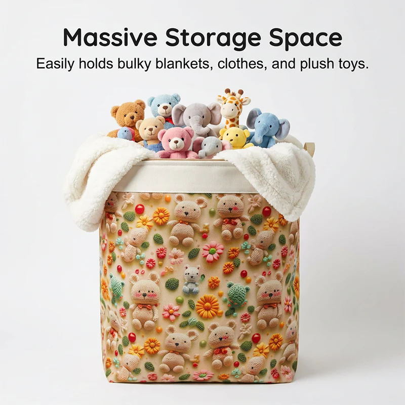 🌞Fris De Lente In Met 50% Korting!🧺Grote opvouwbare opbergbox van canvas – 120L inhoud, stof- & vochtbestendig, met praktische handgrepen voor kleding & beddengoed (50×40×60 cm). - Image 3