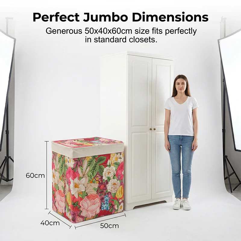 🌞Fris De Lente In Met 50% Korting!🧺Grote opvouwbare opbergbox van canvas – 120L inhoud, stof- & vochtbestendig, met praktische handgrepen voor kleding & beddengoed (50×40×60 cm). - Image 5
