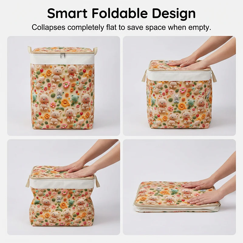 🌞Fris De Lente In Met 50% Korting!🧺Grote opvouwbare opbergbox van canvas – 120L inhoud, stof- & vochtbestendig, met praktische handgrepen voor kleding & beddengoed (50×40×60 cm). - Image 8