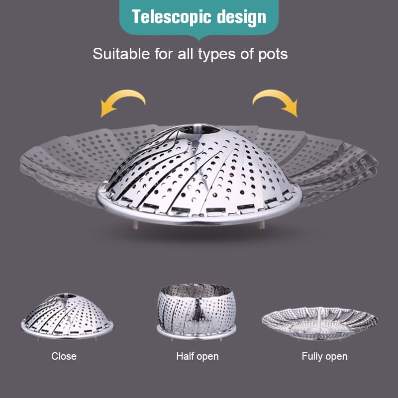 🍳🥦 Opvouwbare Telescopische RVS Stoompan – Multifunctioneel, Gezond Koken & Compact Opbergbaar! - Image 3