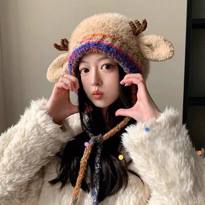 🐑🧣 Schattige Pluche Lammetjes Muts – Warme Oorflappen, Kleurblock Design & Comfortabel (Perfect voor Winter!) - Image 15