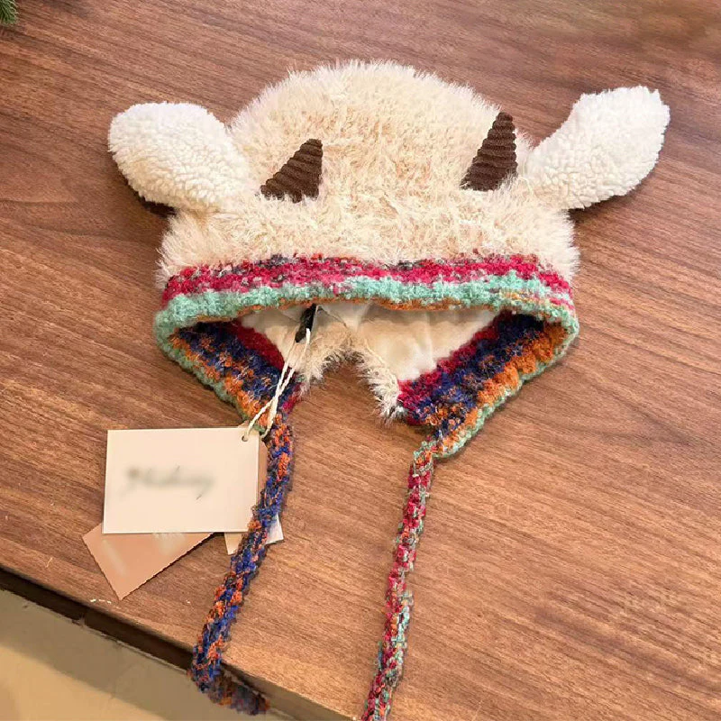 🐑🧣 Schattige Pluche Lammetjes Muts – Warme Oorflappen, Kleurblock Design & Comfortabel (Perfect voor Winter!) - Image 5