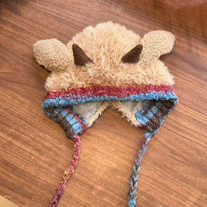 🐑🧣 Schattige Pluche Lammetjes Muts – Warme Oorflappen, Kleurblock Design & Comfortabel (Perfect voor Winter!) - Image 6