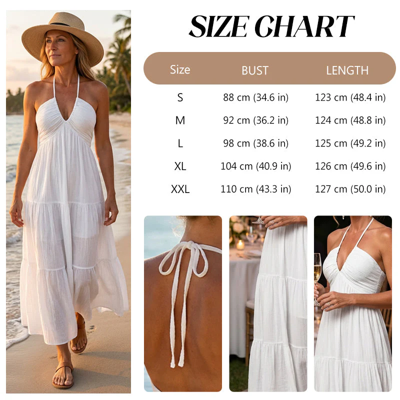 💘Valentijnsaanbieding: 50% Korting!👗Halternek Rugloze Gelaagde Maxi-Jurk – Bohemian Chic & Fladderend Comfortabel! - Image 7