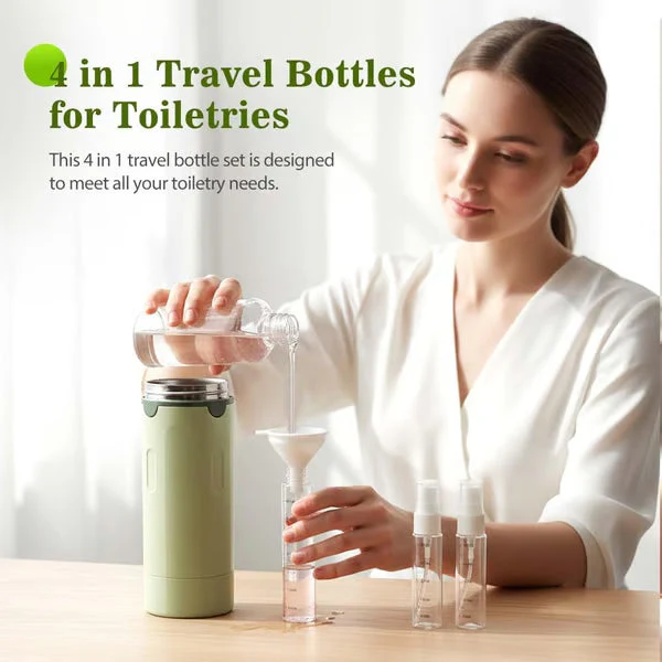 🌞Fris De Lente In Met 50% Korting!🧴4-in-1 Hervulbare Reisflessen Set – Lekvrij, Compact & Georganiseerd: Perfect Voor Reizen/Vakantie! - Image 3