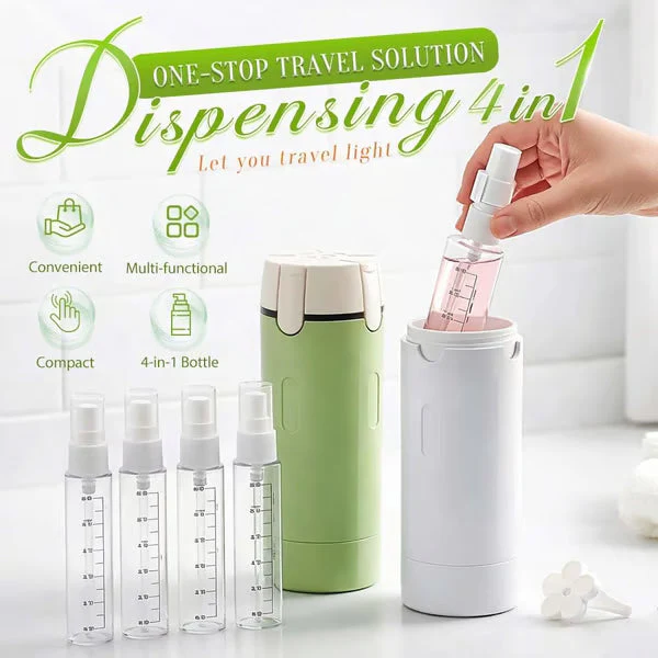 🌞Fris De Lente In Met 50% Korting!🧴4-in-1 Hervulbare Reisflessen Set – Lekvrij, Compact & Georganiseerd: Perfect Voor Reizen/Vakantie! - Image 4