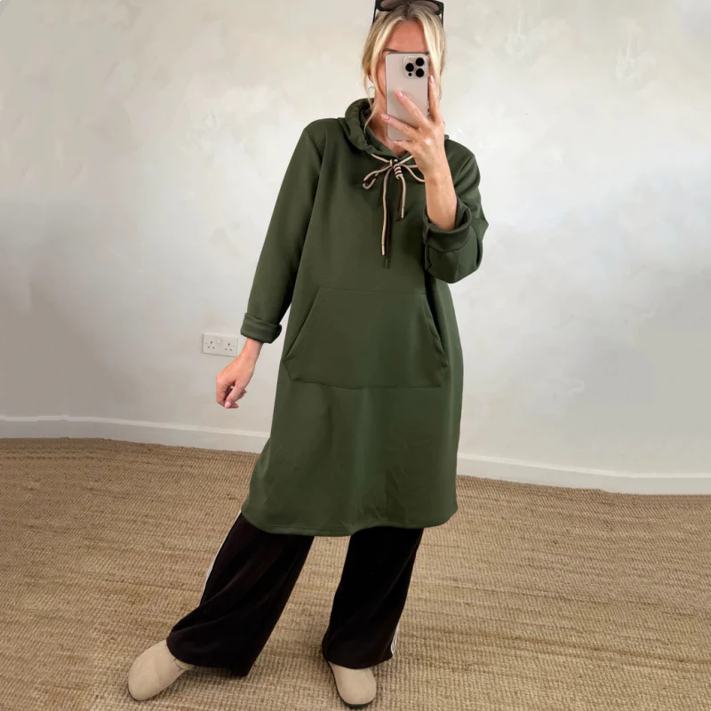 💃 Oversized Hoodiejurk met Zakken – Capuchon met Trekkoord & Veelzijdig voor Herfst/Winter! ✨ - Image 10