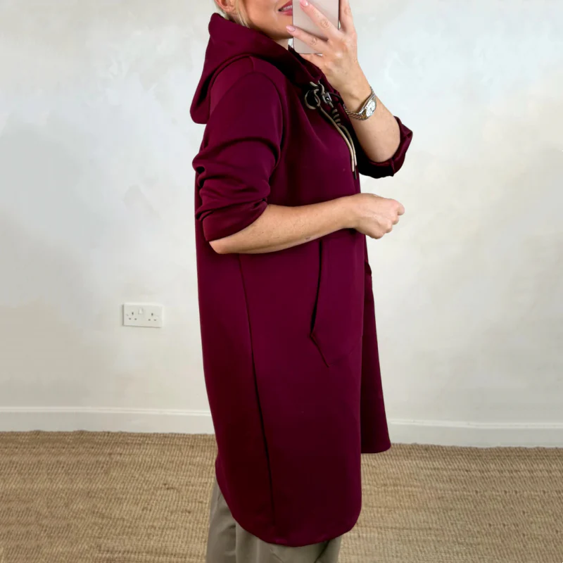 💃 Oversized Hoodiejurk met Zakken – Capuchon met Trekkoord & Veelzijdig voor Herfst/Winter! ✨ - Image 4
