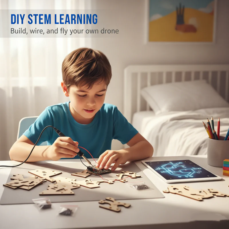 🎉Nieuwjaars Cadeau 50% KORTING!🛩️Kinderen DIY Houten Drone Bouwset: Beginner-Vriendelijk & Veilig – Bouw Je Eigen Drone Met STEM-Lerend! - Image 2