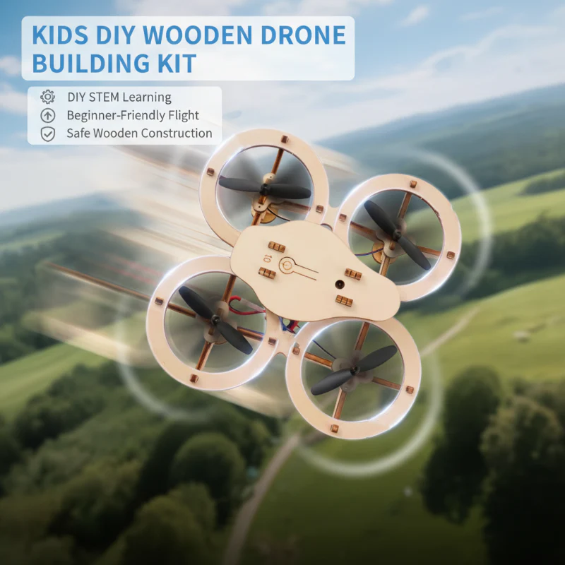 🎉Nieuwjaars Cadeau 50% KORTING!🛩️Kinderen DIY Houten Drone Bouwset: Beginner-Vriendelijk & Veilig – Bouw Je Eigen Drone Met STEM-Lerend! - Image 3