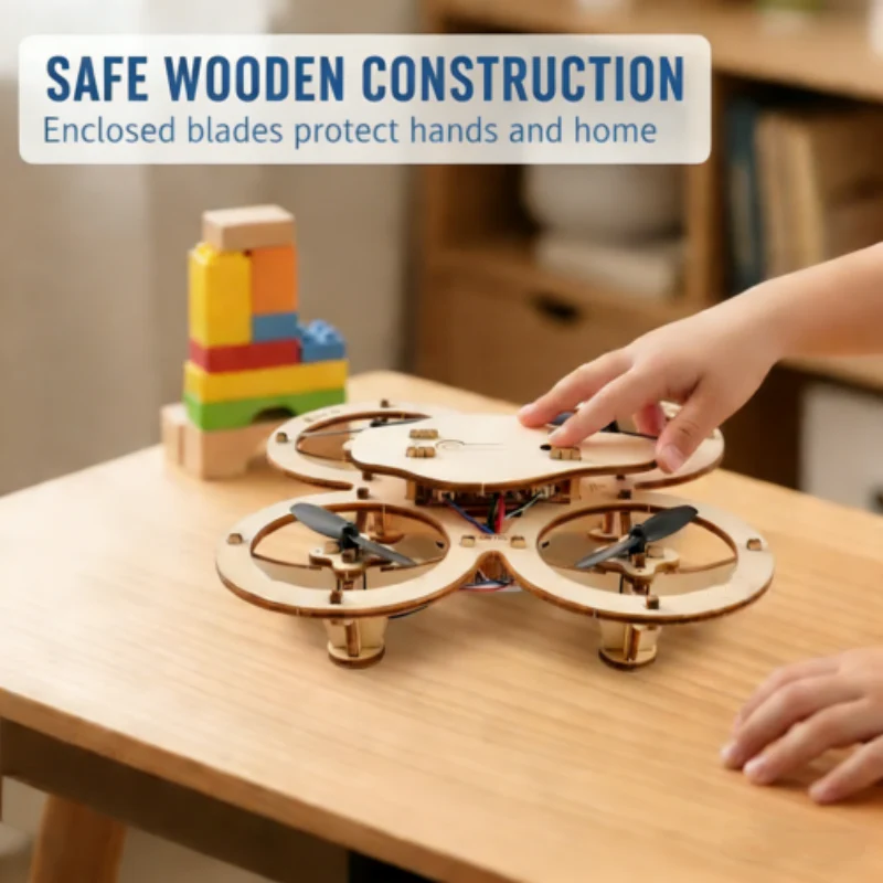🎉Nieuwjaars Cadeau 50% KORTING!🛩️Kinderen DIY Houten Drone Bouwset: Beginner-Vriendelijk & Veilig – Bouw Je Eigen Drone Met STEM-Lerend! - Image 6