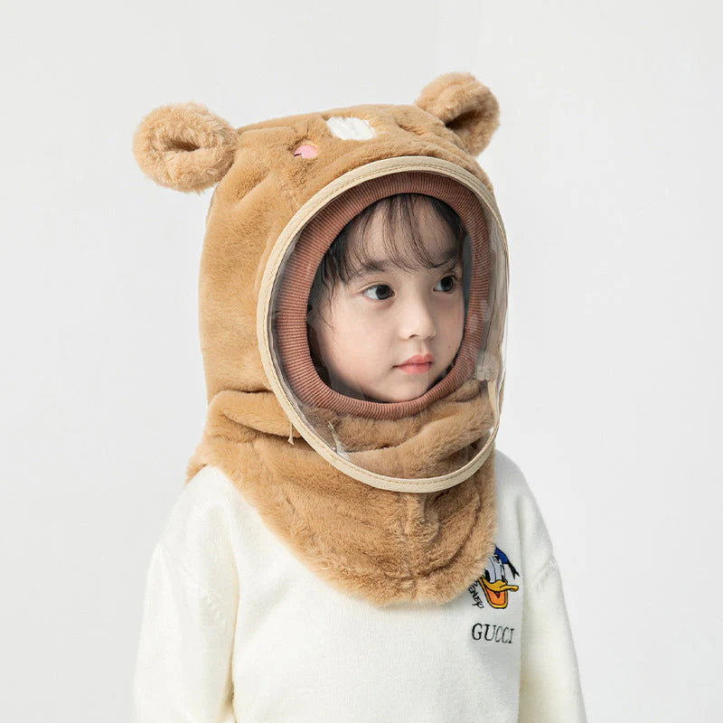 🐻🧣 Kinder Wintermuts met Afneembaar Winddicht Masker – Schattige Beertjesoren, Warm Kunstmatig Konijnenbont & Multifunctioneel Voor Koude Dagen! - Image 5